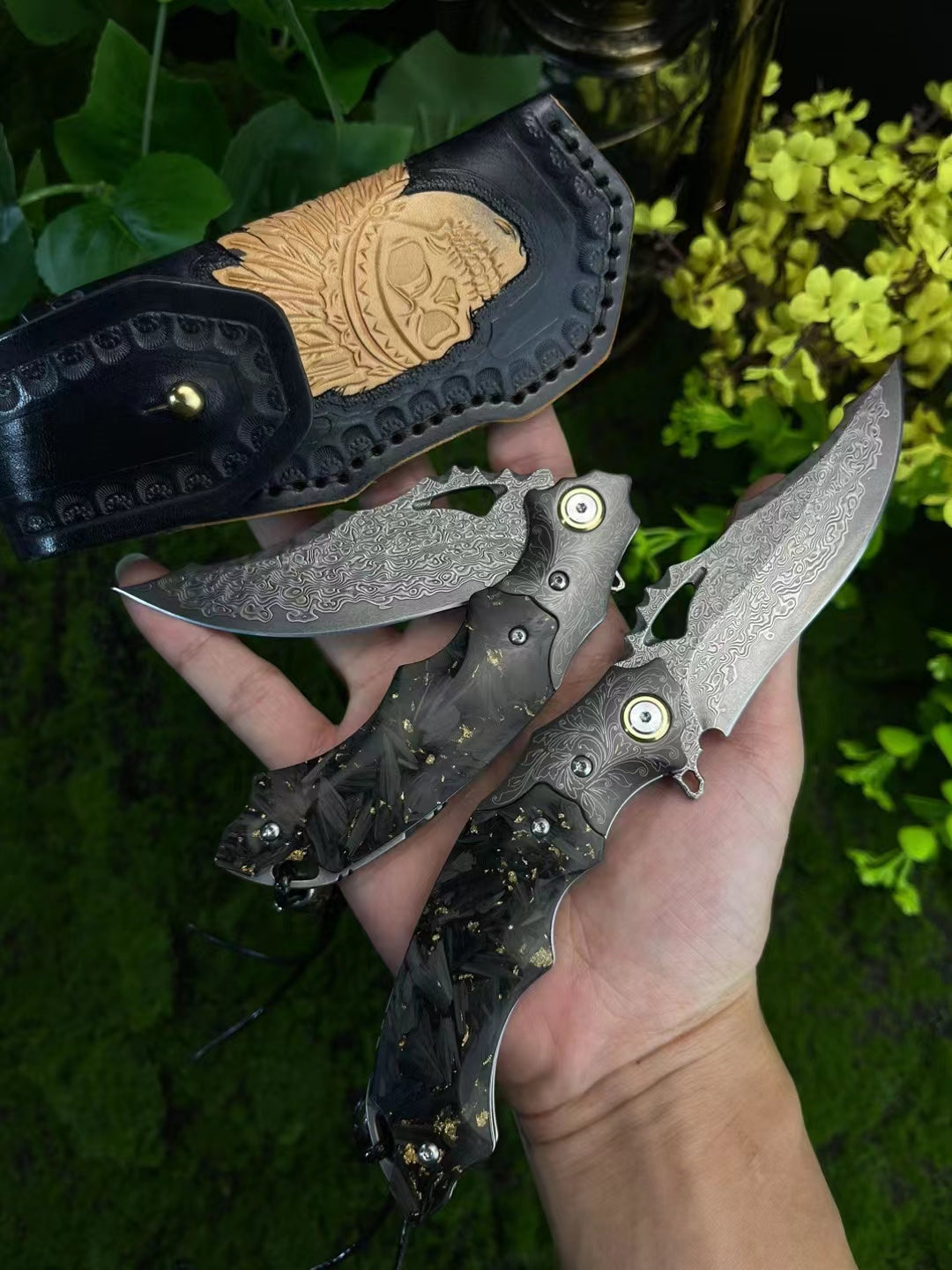 Eagle Eye Damascus Blade Outdoor Pocket Folding Knife