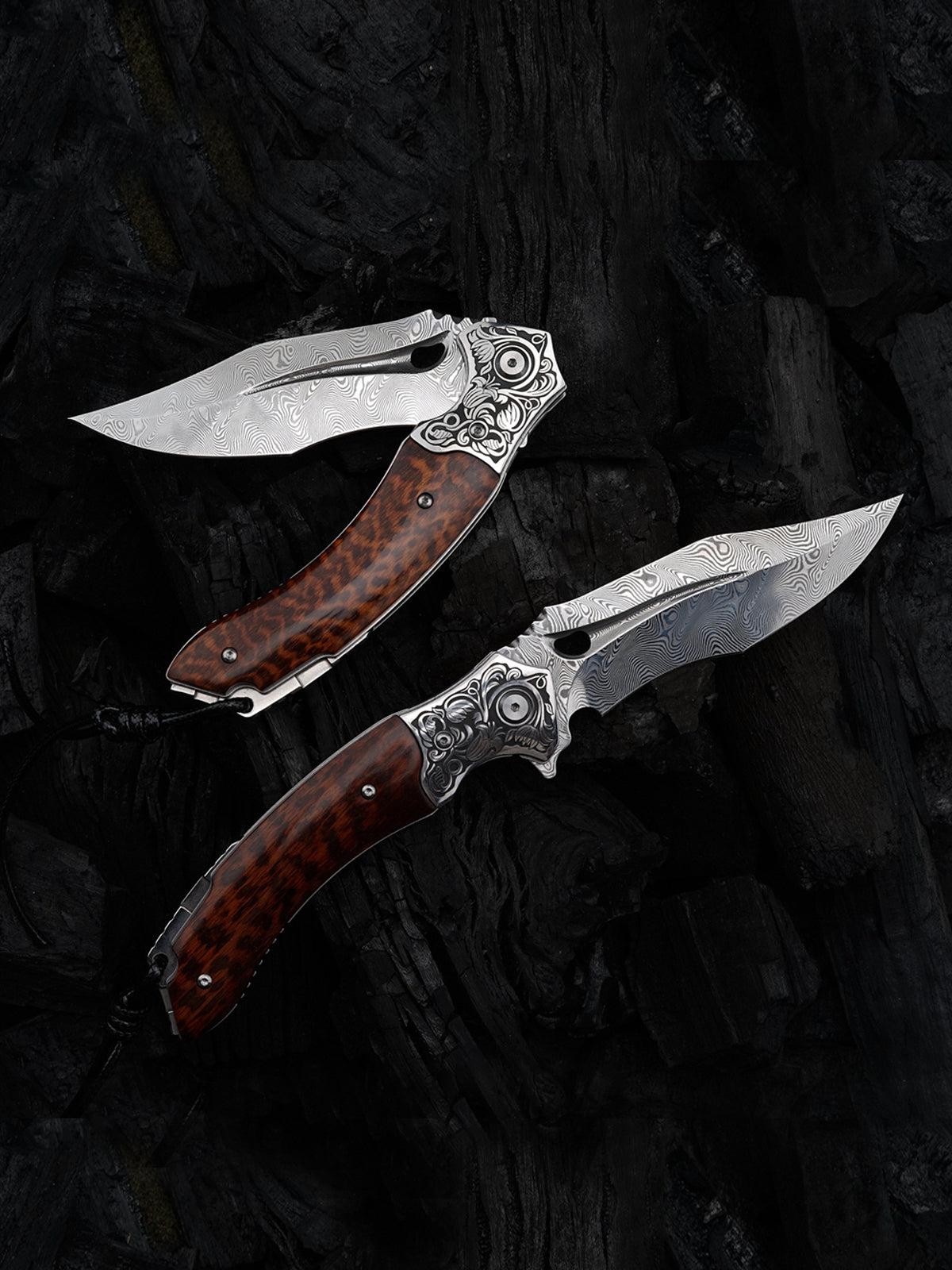 Snakewood Handle Damascus Blade Outdoor Folding Knife