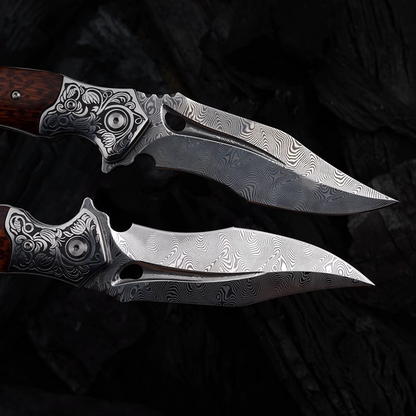 Snakewood Handle Damascus Blade Outdoor Folding Knife