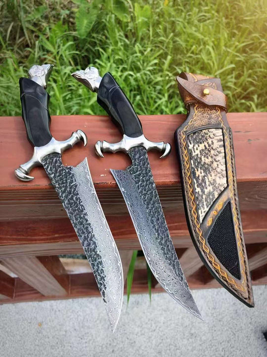 Vulture Damascus Fixed Blade Bowie Knife