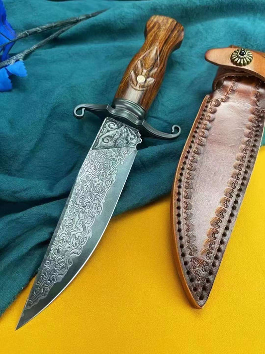 Venus Damascus Fixed Blade Bowie Knife