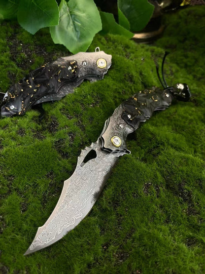 Eagle Eye Damascus Blade Outdoor Pocket Folding Knife