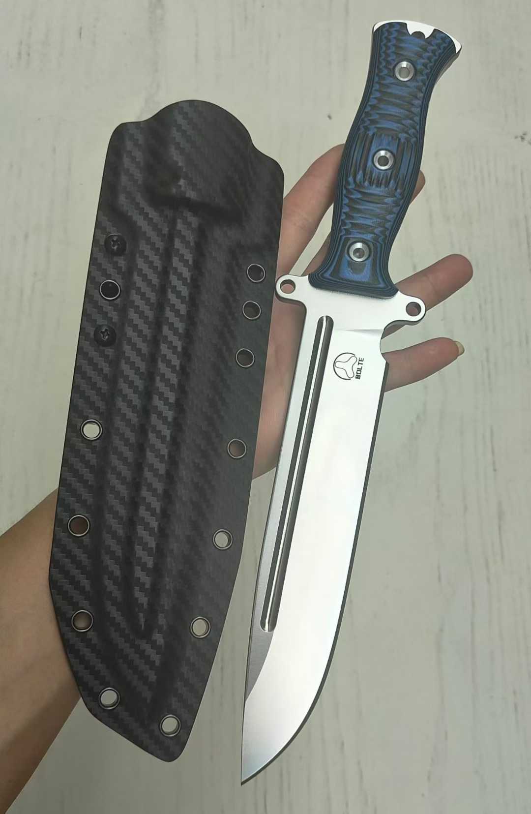 Bolte Light Gemini A8 Steel G10 Handle Fixe Blade Bowie Knife with Fuller