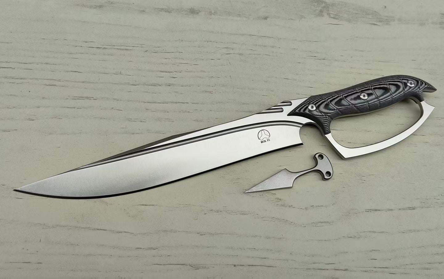 Bolte Pterosaur A8 Steel Big Bowie Fixed Blade Knife with Hand Guard