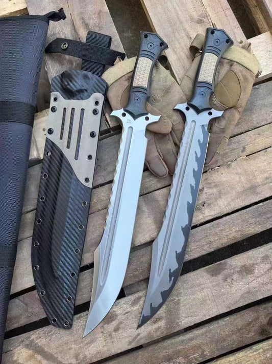 HJF Black Whirlwind DC53 Steel Micarta Handle Fixe Blade Knife