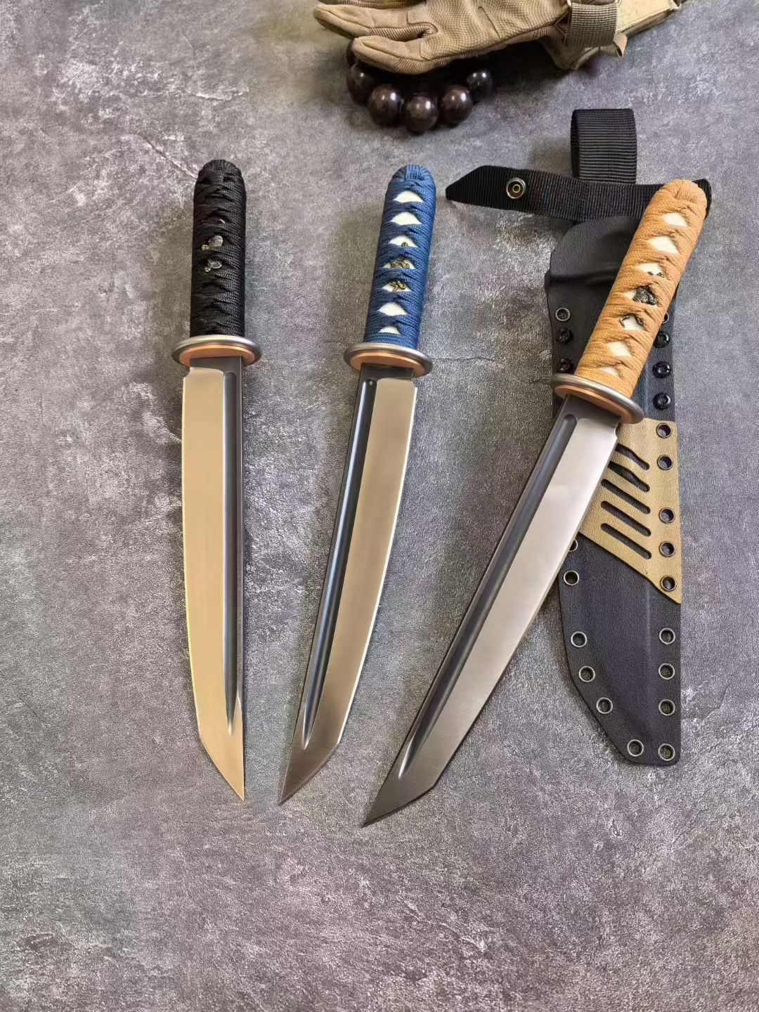HJF War Tiger Samurai Knife DC53 Steel Fixed Blade Knife