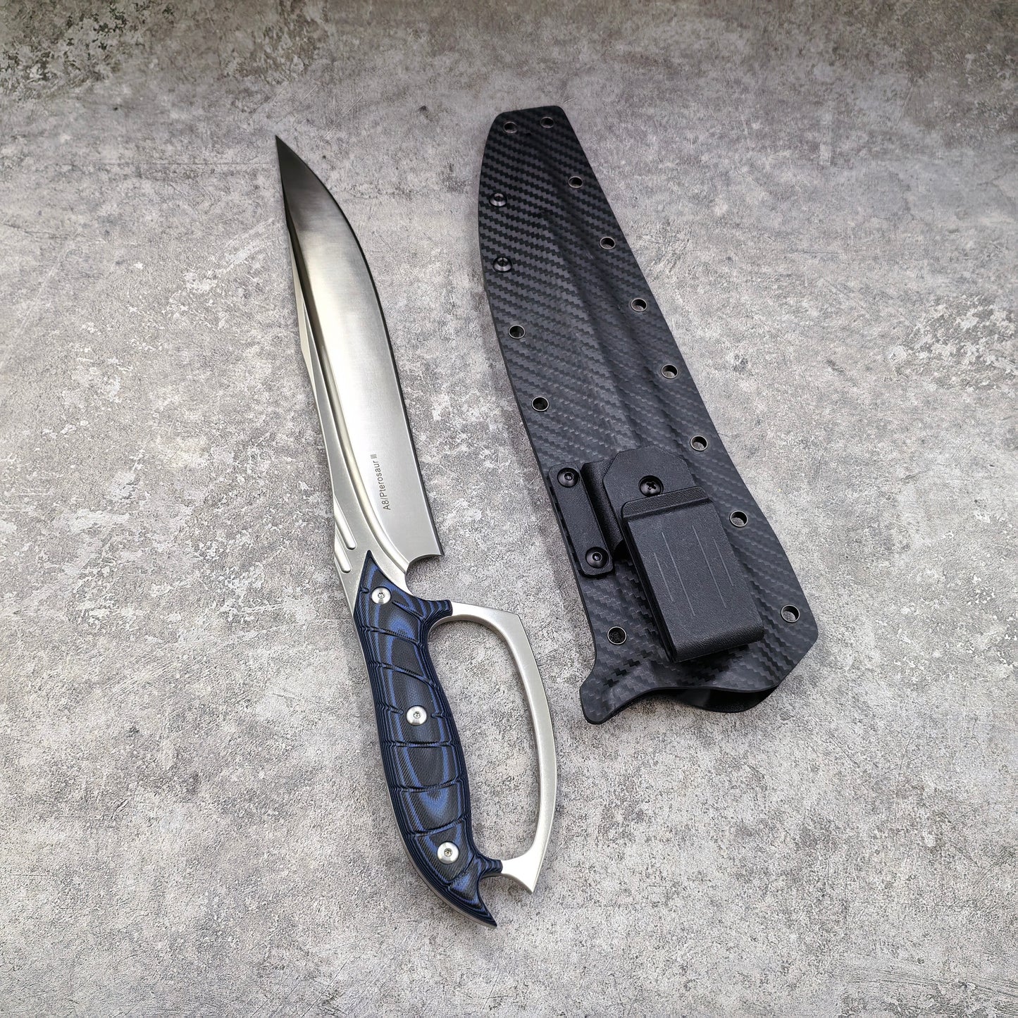 Reclusedge Pterosaur A8 Steel Big Bowie Fixed Blade Knife with Hand Guard
