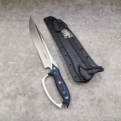 Reclusedge Pterosaur A8 Steel Big Bowie Fixed Blade Knife with Hand Guard