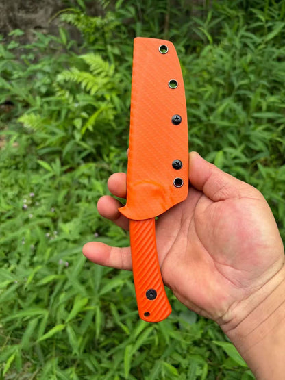 Bison 14C28N Steel Outdoor Small Fixed Blade Knife With Orange Handle and Sheath