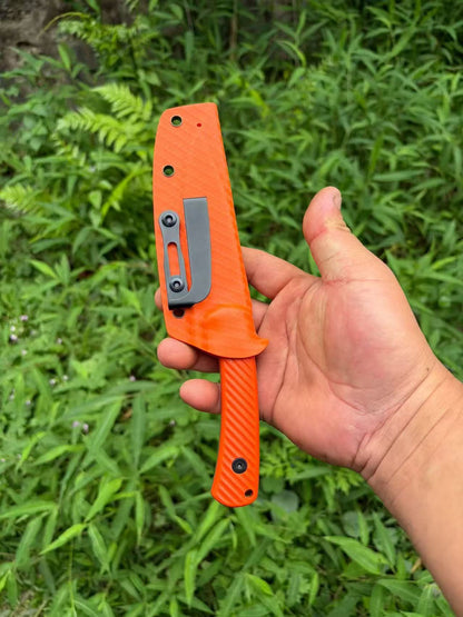 Bison 14C28N Steel Outdoor Small Fixed Blade Knife With Orange Handle and Sheath