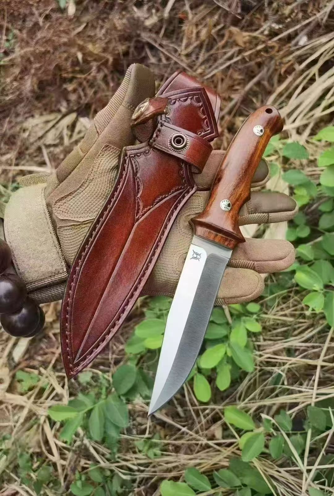 HJF Small Bear W18Cr4v Steel Fixed Blade Knife Bushcraft Knife