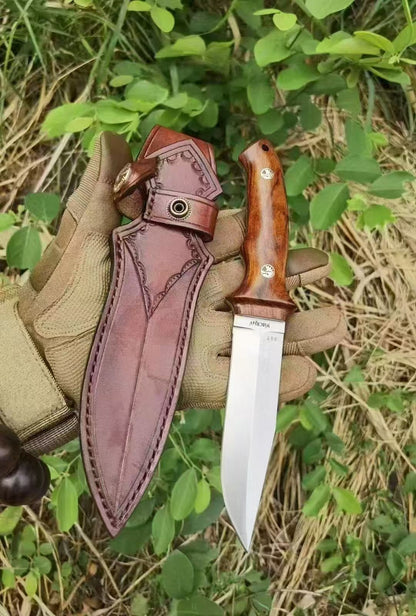 HJF Small Bear W18Cr4v Steel Fixed Blade Knife Bushcraft Knife