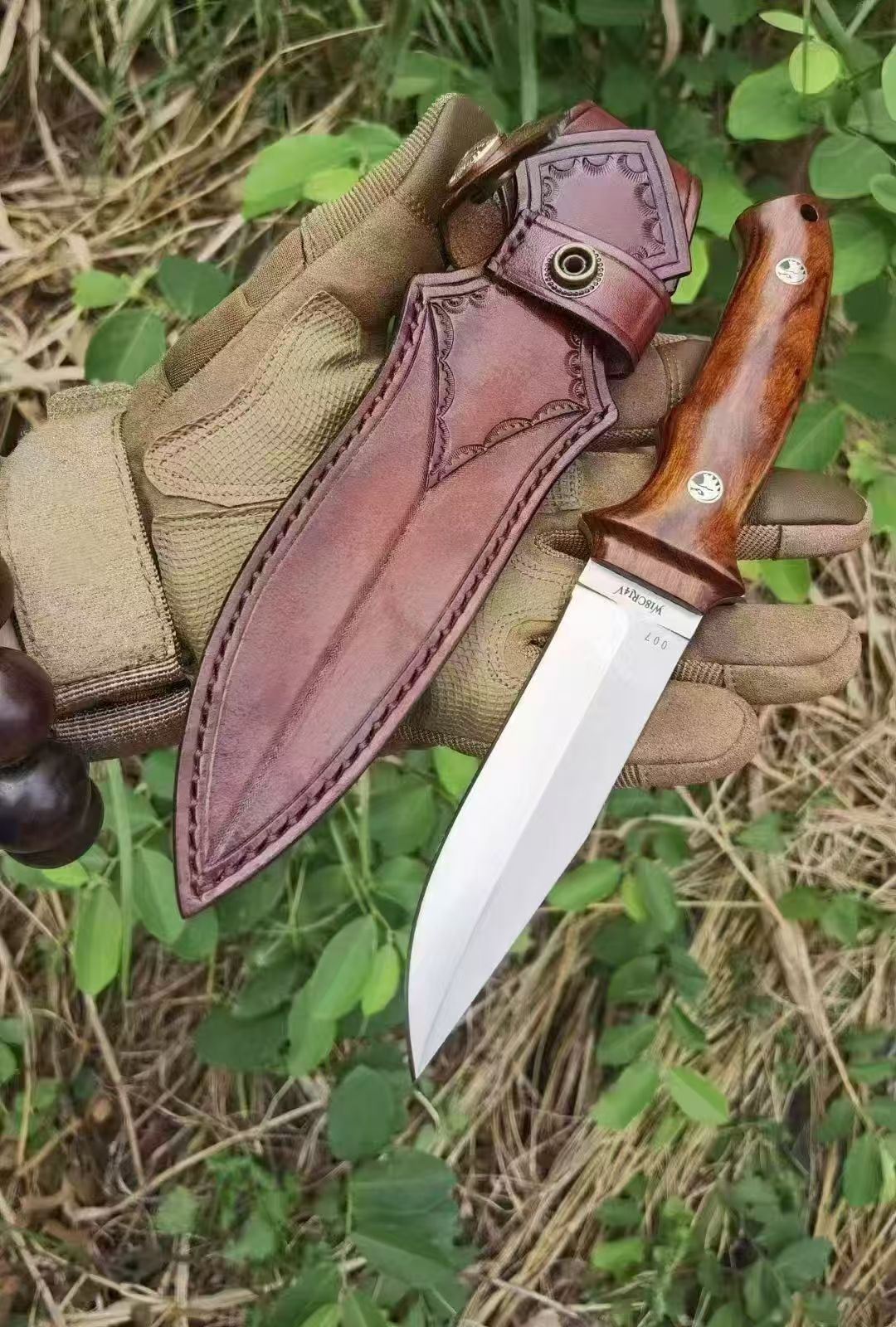 HJF Small Bear W18Cr4v Steel Fixed Blade Knife Bushcraft Knife