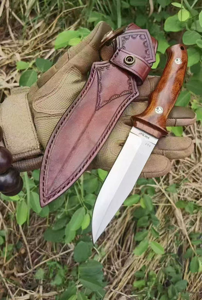 HJF Small Bear W18Cr4v Steel Fixed Blade Knife Bushcraft Knife