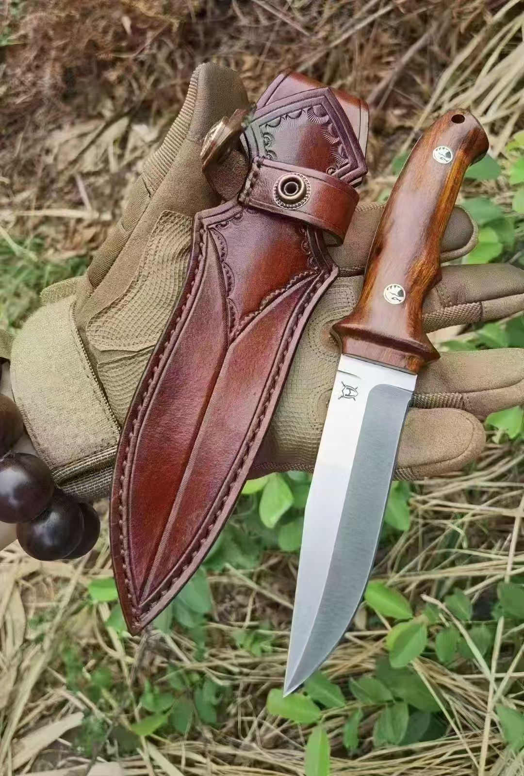 HJF Small Bear W18Cr4v Steel Fixed Blade Knife Bushcraft Knife