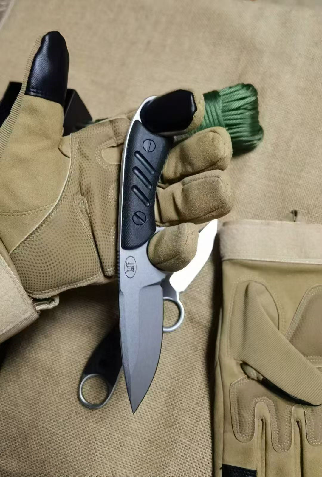 HJF Defender Small DC53 Steel Fixed Blade Knife for Combat Self-defense