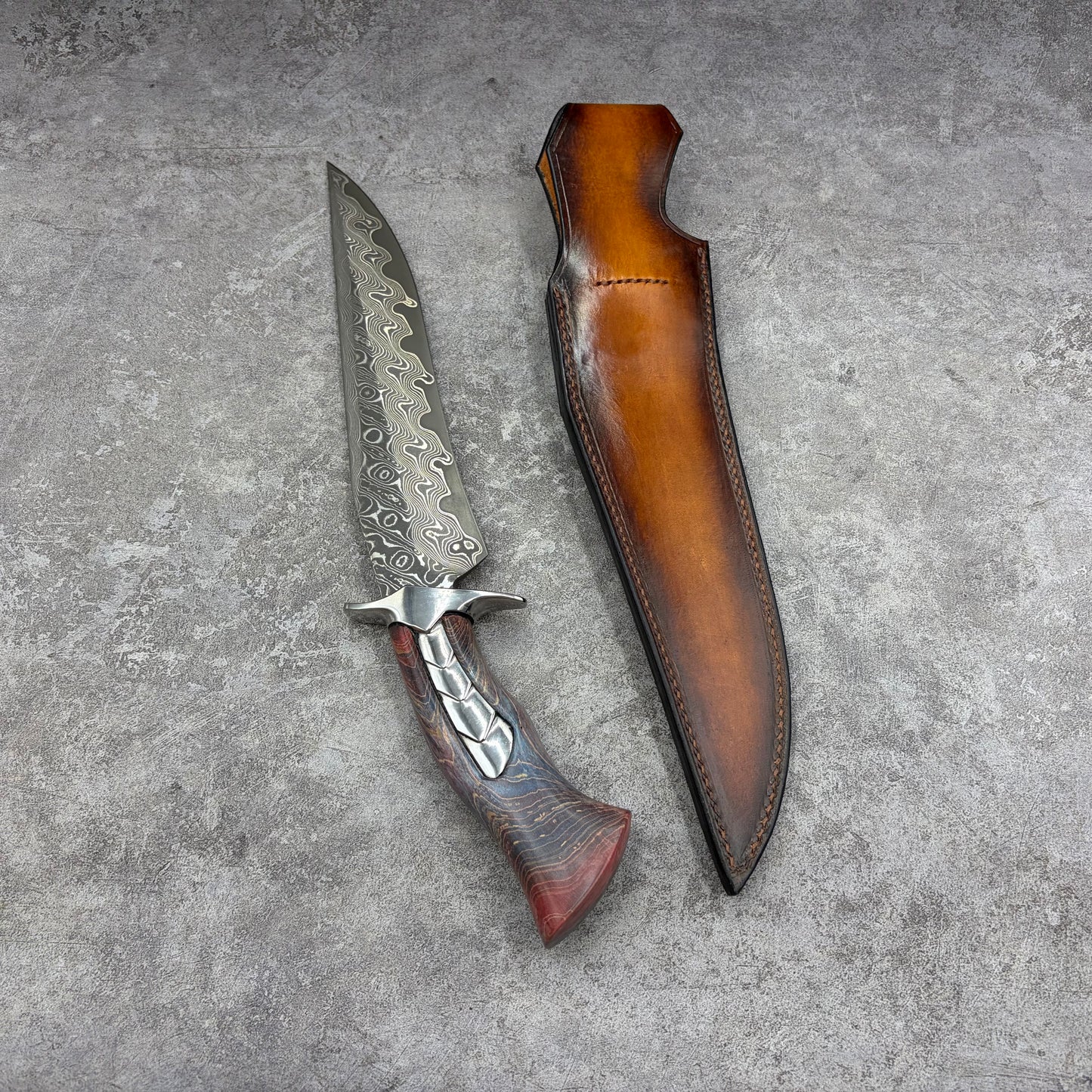 Reclusedge Jade VG10 Damascus Steel Bowie Fixed Blade Knife for Collection