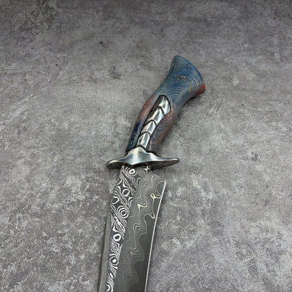 Reclusedge Jade VG10 Damascus Steel Bowie Fixed Blade Knife for Collection