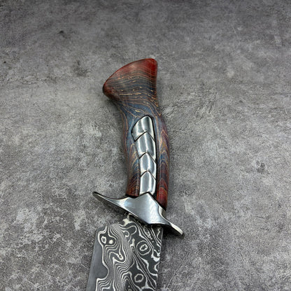 Reclusedge Jade VG10 Damascus Steel Bowie Fixed Blade Knife for Collection
