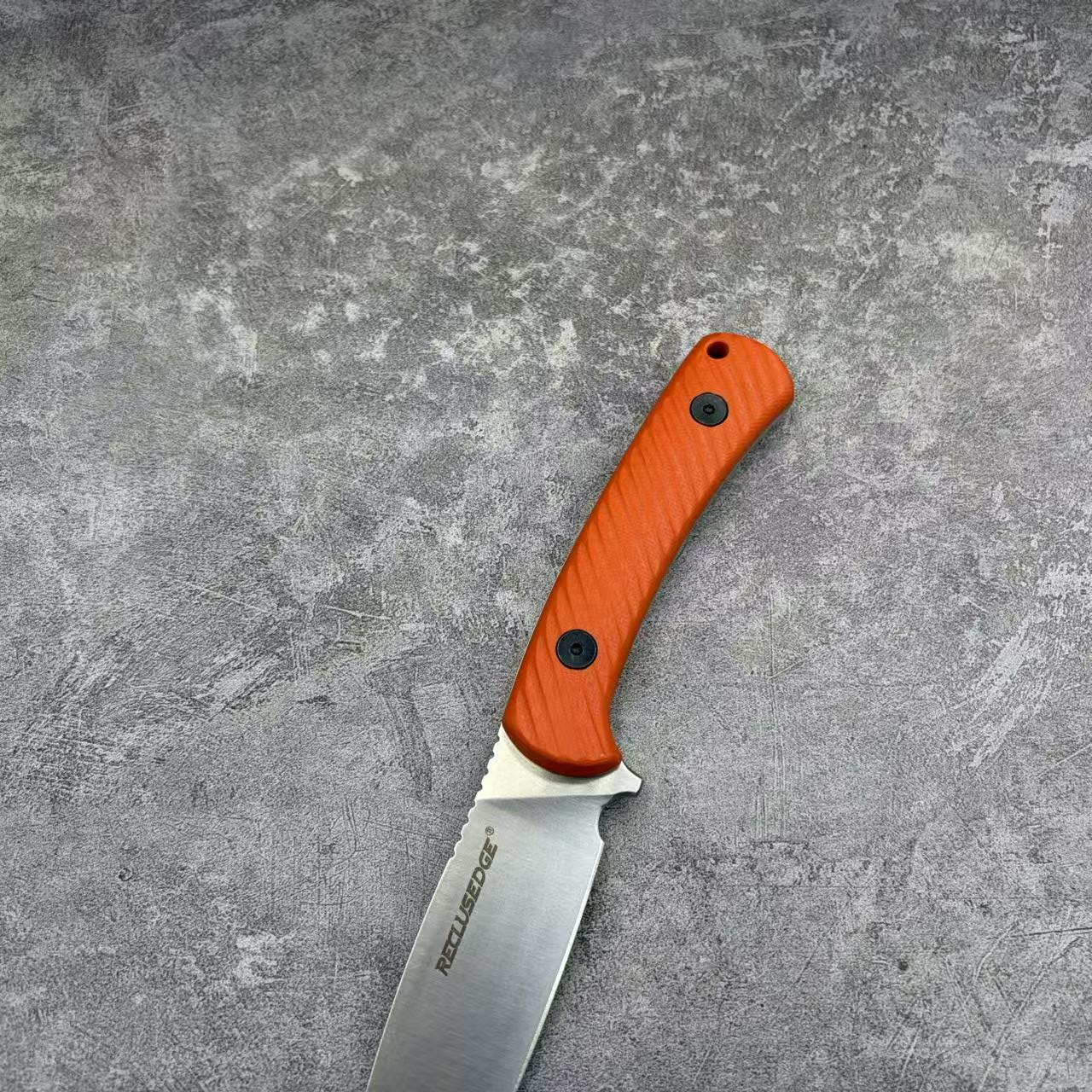 Reclusedge 14C28N Steel Outdoor Small Fixed Blade Knife With Orange Handle