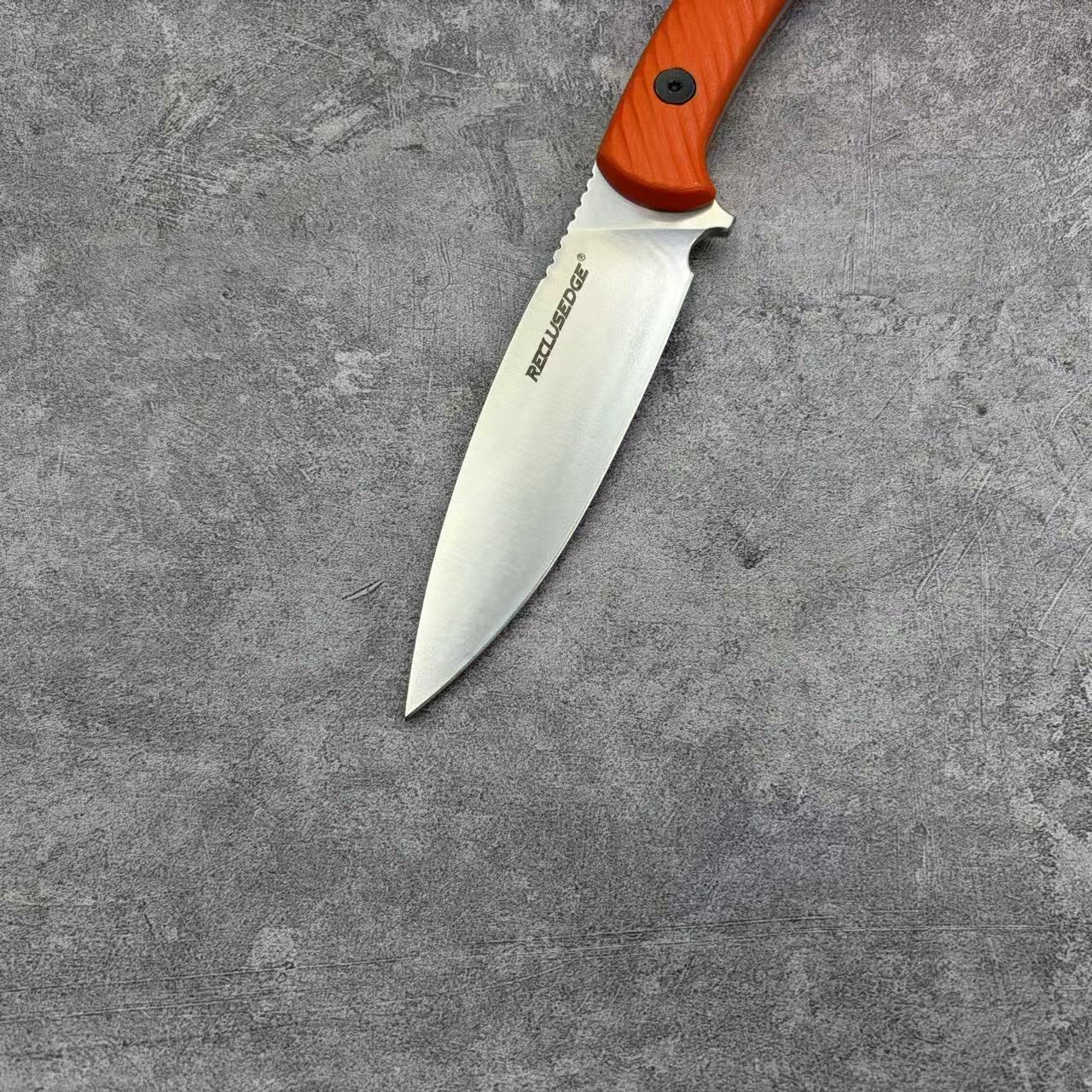 Reclusedge 14C28N Steel Outdoor Small Fixed Blade Knife With Orange Handle