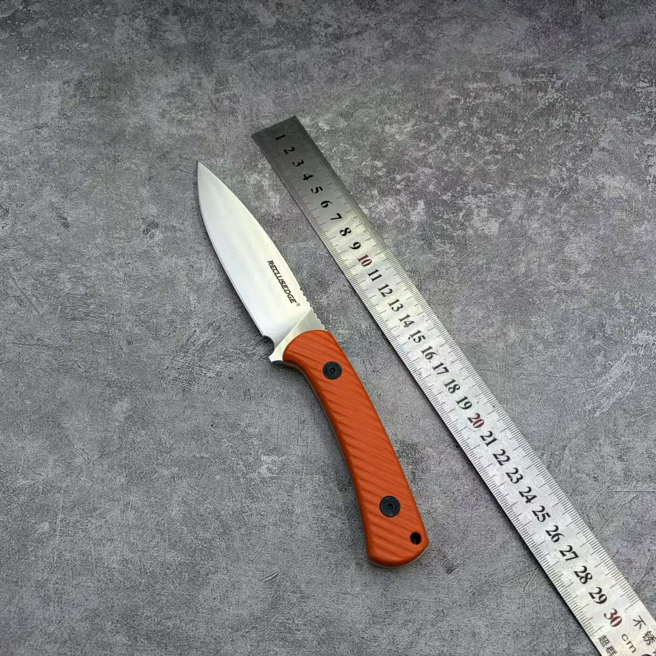 Reclusedge 14C28N Steel Outdoor Small Fixed Blade Knife With Orange Handle