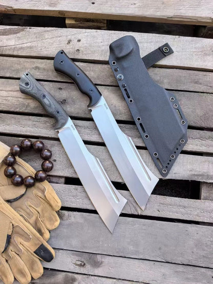 HJF Giant Elephant DC53 Steel G10 / Flax Handle Fixe Blade Bushcraft Knife Chopper