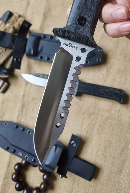 HJF Bullet Hole A8 Steel G10 Handle Fixe Blade Bushcraft Knife
