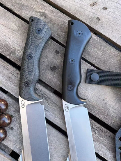 HJF Giant Elephant DC53 Steel G10 / Flax Handle Fixe Blade Bushcraft Knife Chopper
