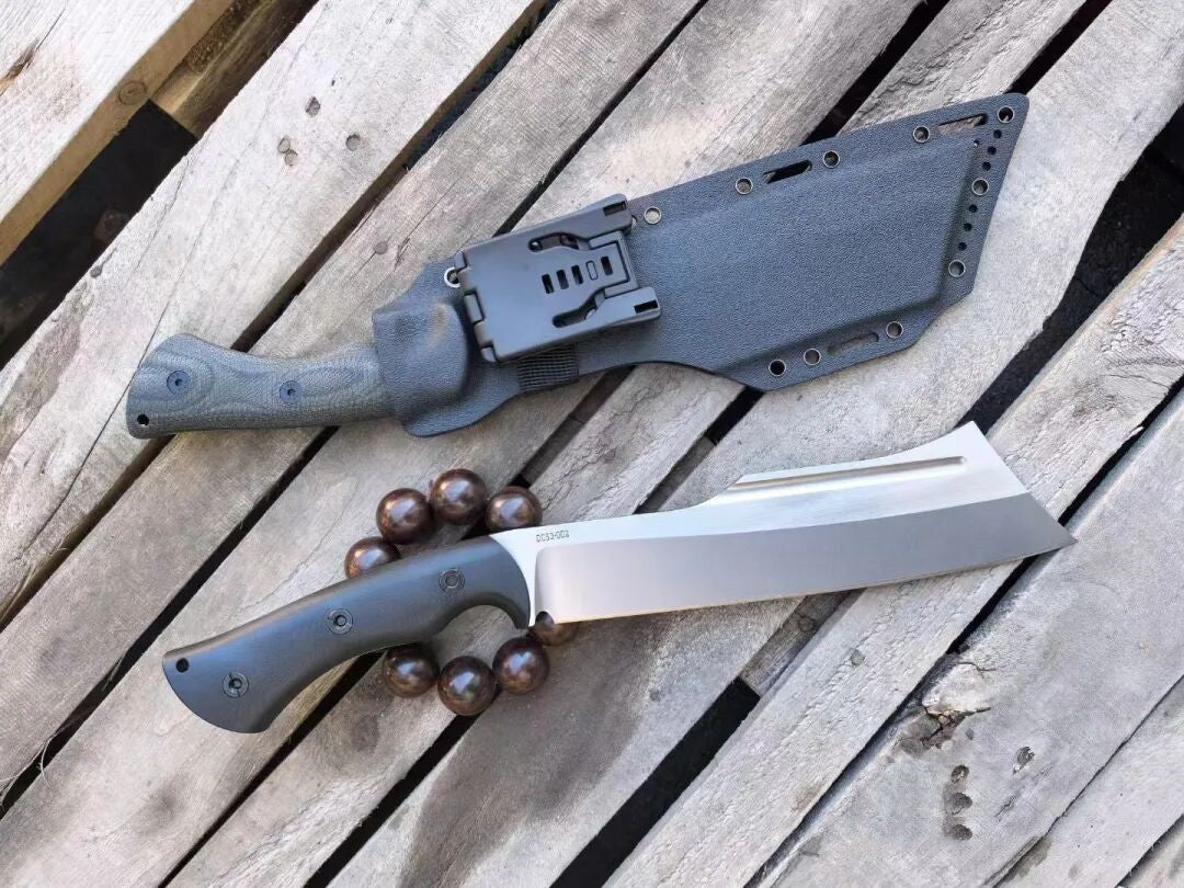 HJF Giant Elephant DC53 Steel G10 / Flax Handle Fixe Blade Bushcraft Knife Chopper