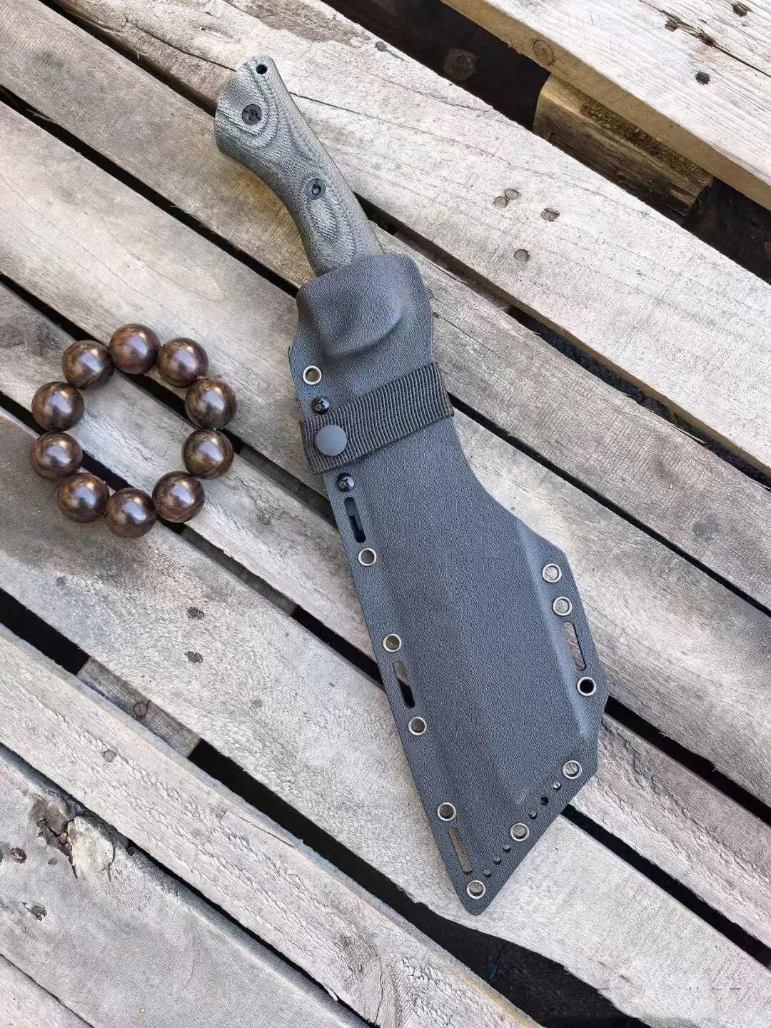 HJF Giant Elephant DC53 Steel G10 / Flax Handle Fixe Blade Bushcraft Knife Chopper