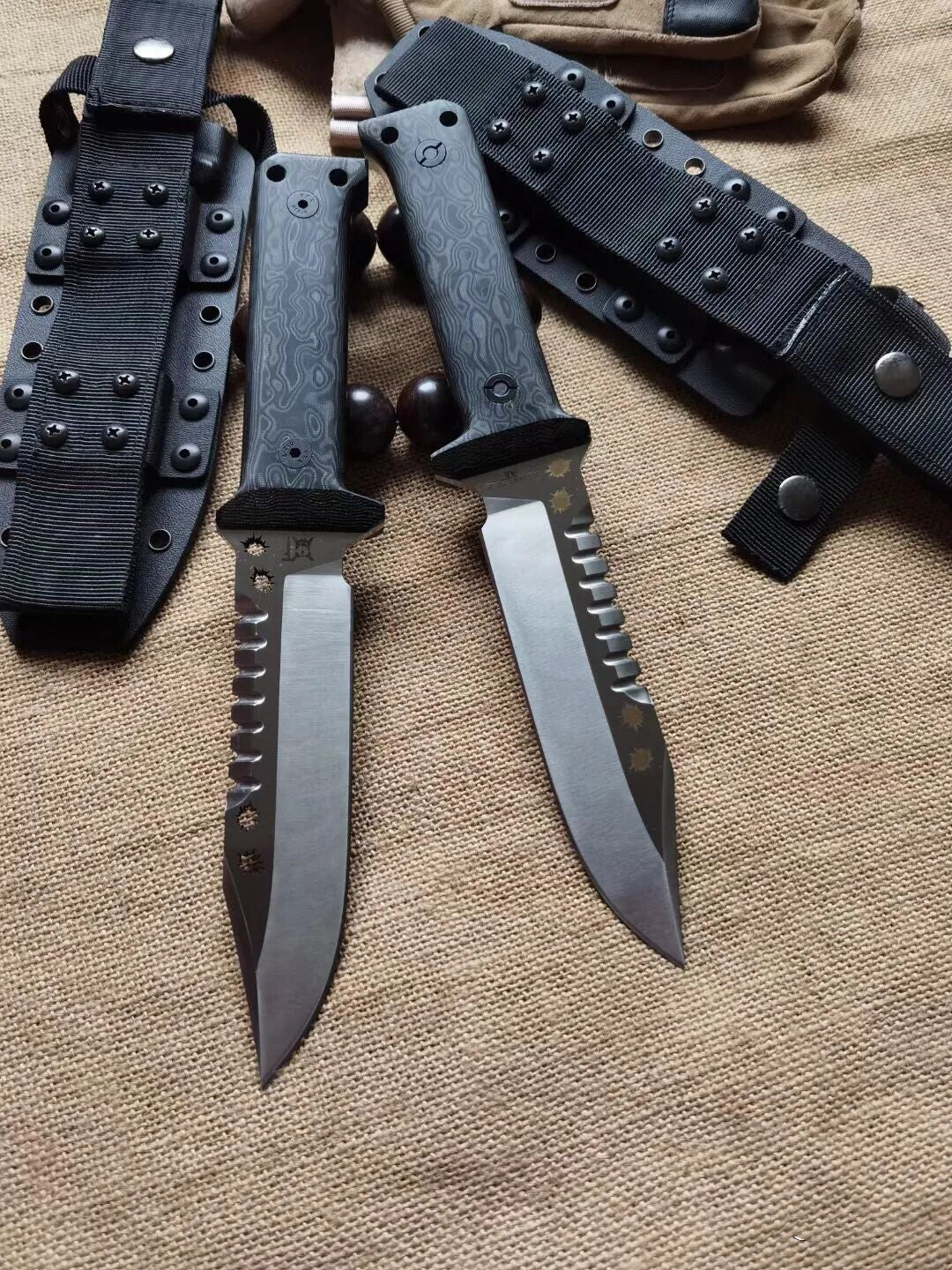 HJF Bullet Hole A8 Steel G10 Handle Fixe Blade Bushcraft Knife