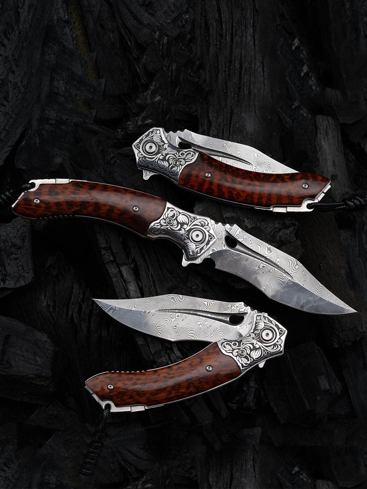 Snakewood Handle Damascus Blade Outdoor Folding Knife