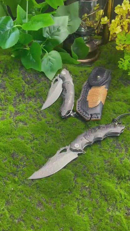 Eagle Eye Damascus Blade Outdoor Pocket Folding Knife
