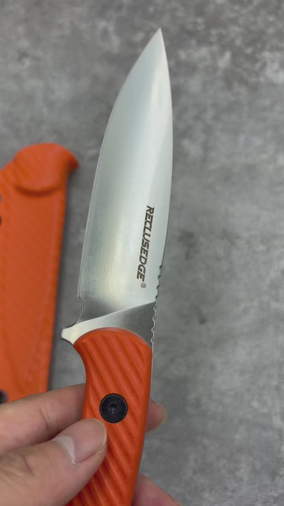 Reclusedge 14C28N Steel Outdoor Small Fixed Blade Knife With Orange Handle