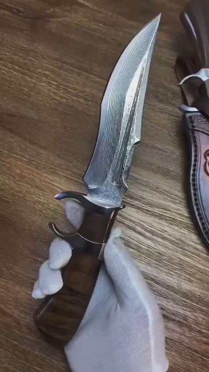 DAMASCUS STEEL BOWIE KNIFE